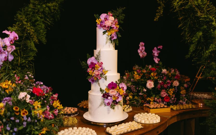 A four tier wedding cake for four hundred guests