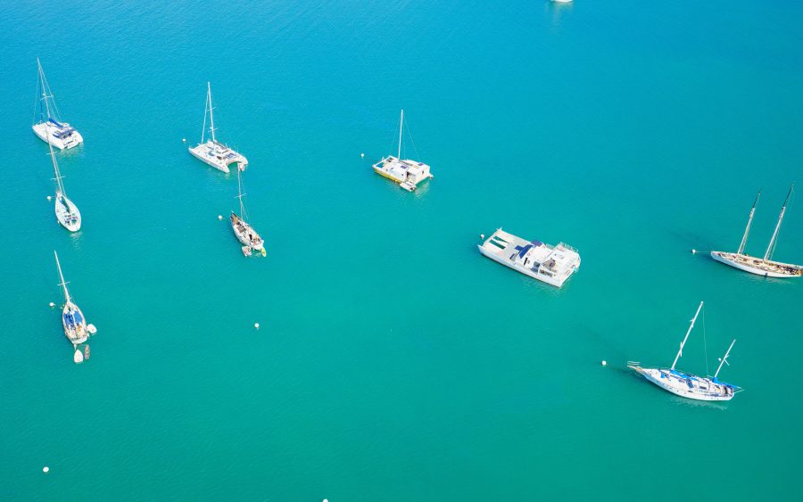Eight moorings off the north side